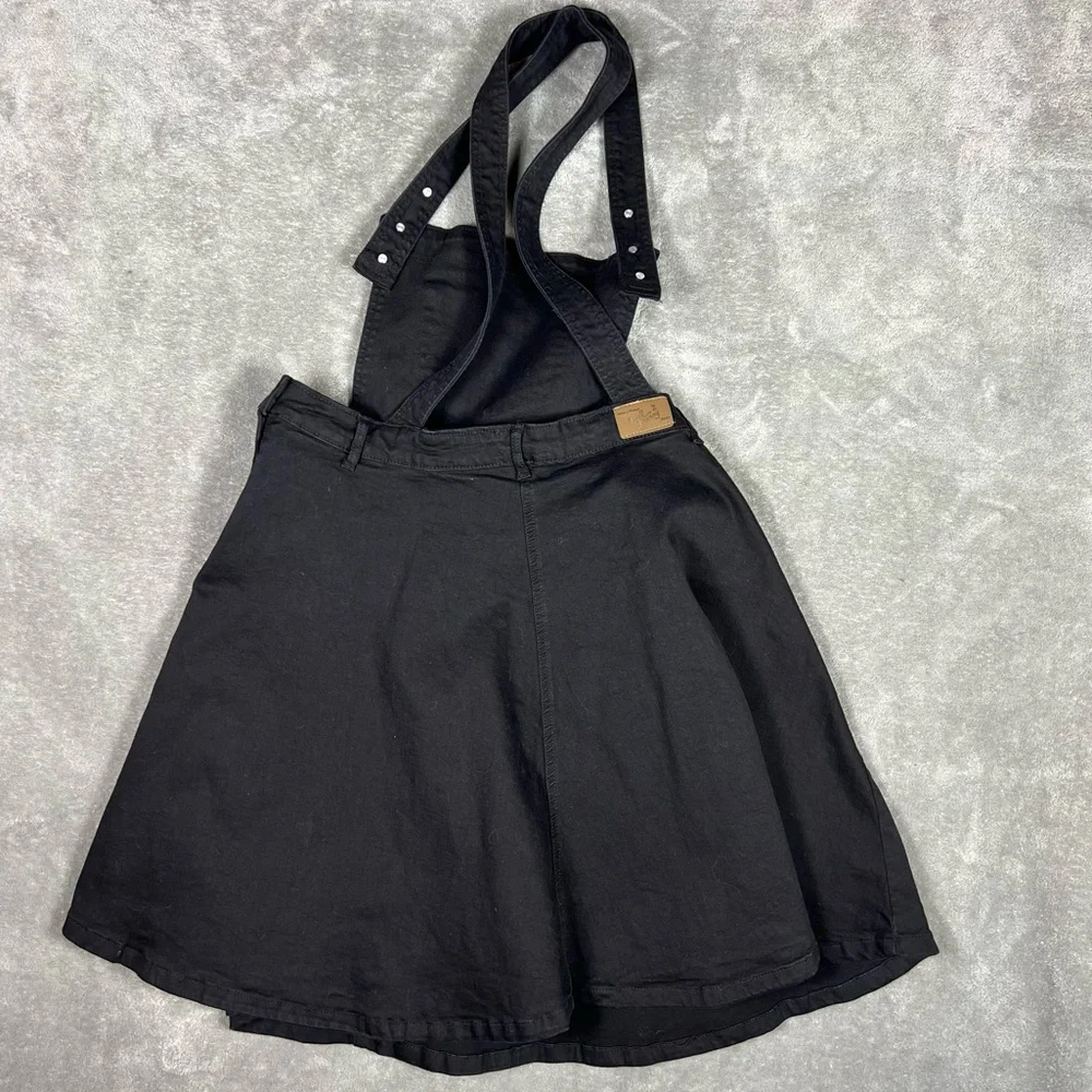 Hell Bunny Dress Womens 2XL Black Dakota Pinafore Denim Goth Pinup Punk Overall - Picture 7 of 10